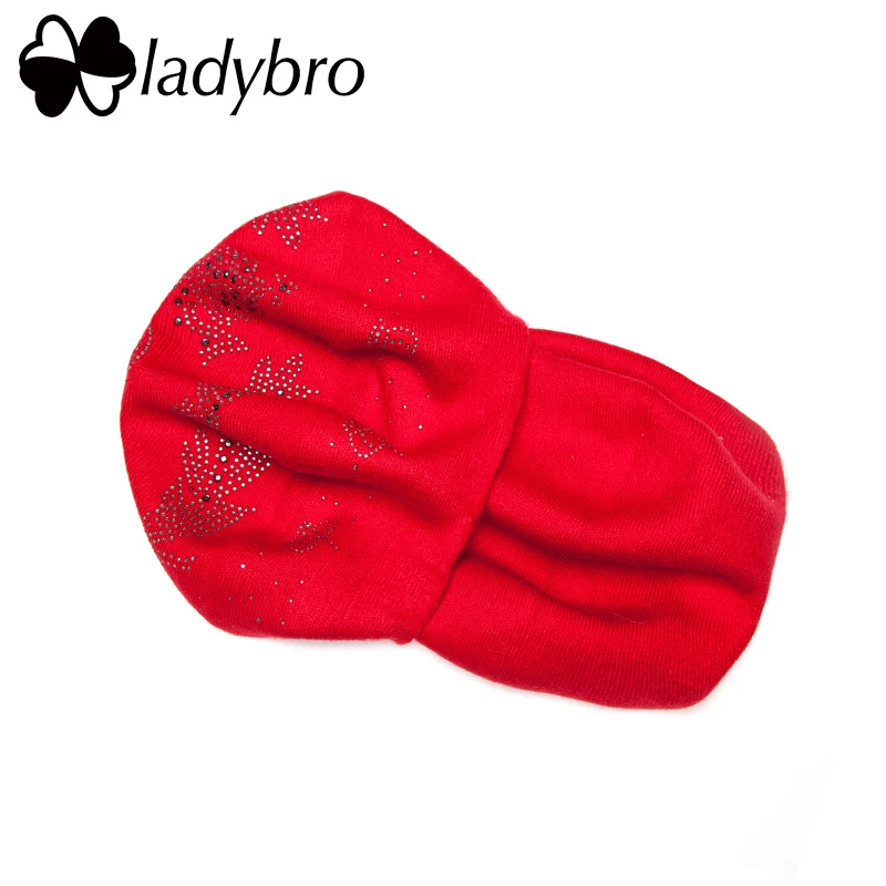 Ladybro, двухслойная, стразы, шерстяная шапка, женская, осень, зима, шапка, теплый берет, женская вязаная шапка, кепка boina, женский берет, шапка