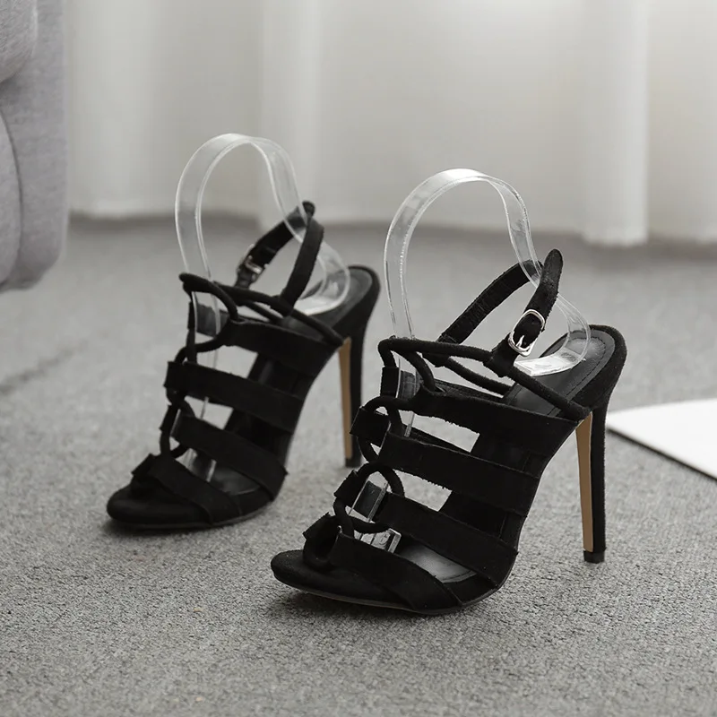 

Shoes Cross 2021 Sandals Suit Female Beige Summer Heels Ankle Strap New Black Girls Stiletto Gladiator Fashion Comfort High Fret