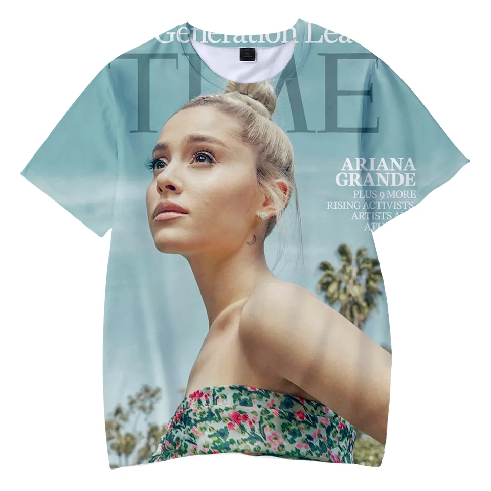Футболка с 3D принтом «Thank you next Ariana Grande», милая Повседневная модная летняя футболка с круглым вырезом и короткими рукавами для детей