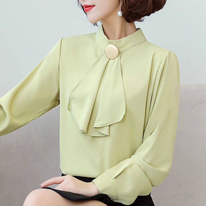 Blusas Mujer De Moda 2020 женская блузка с длинным рукавом Женские топы и блузки бантом