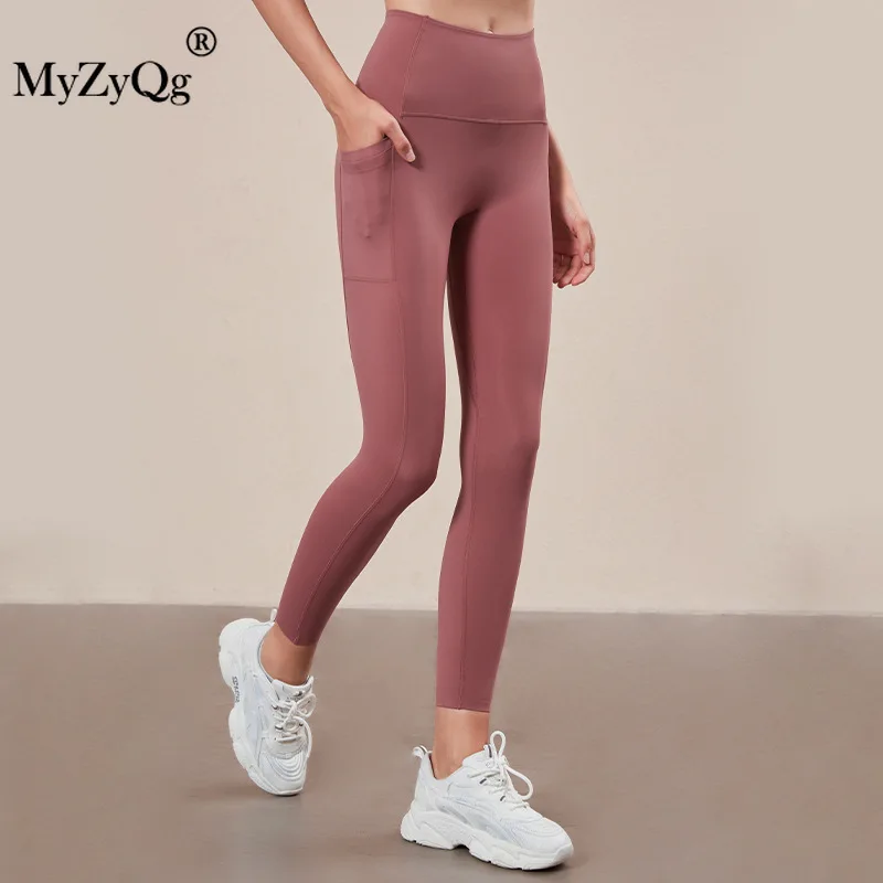 

Women Pocket Peach Hip-lifting Yoga Pants Tight-fitting High-waist Hip-up Training Fitness Leggings Outer Wear Sports Sweatpants