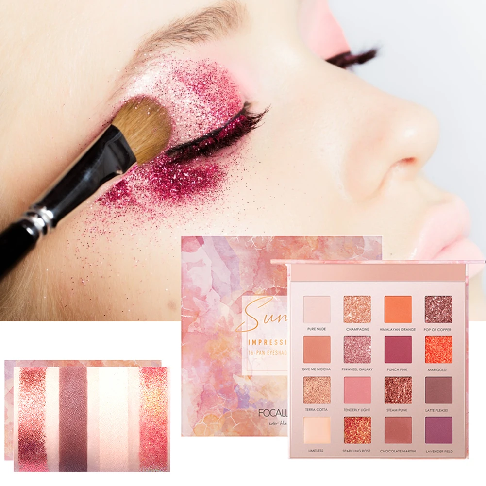 Для FOCALLURE теней 16 цветов Перламутровые матовые тени для век палитра мерцающий
