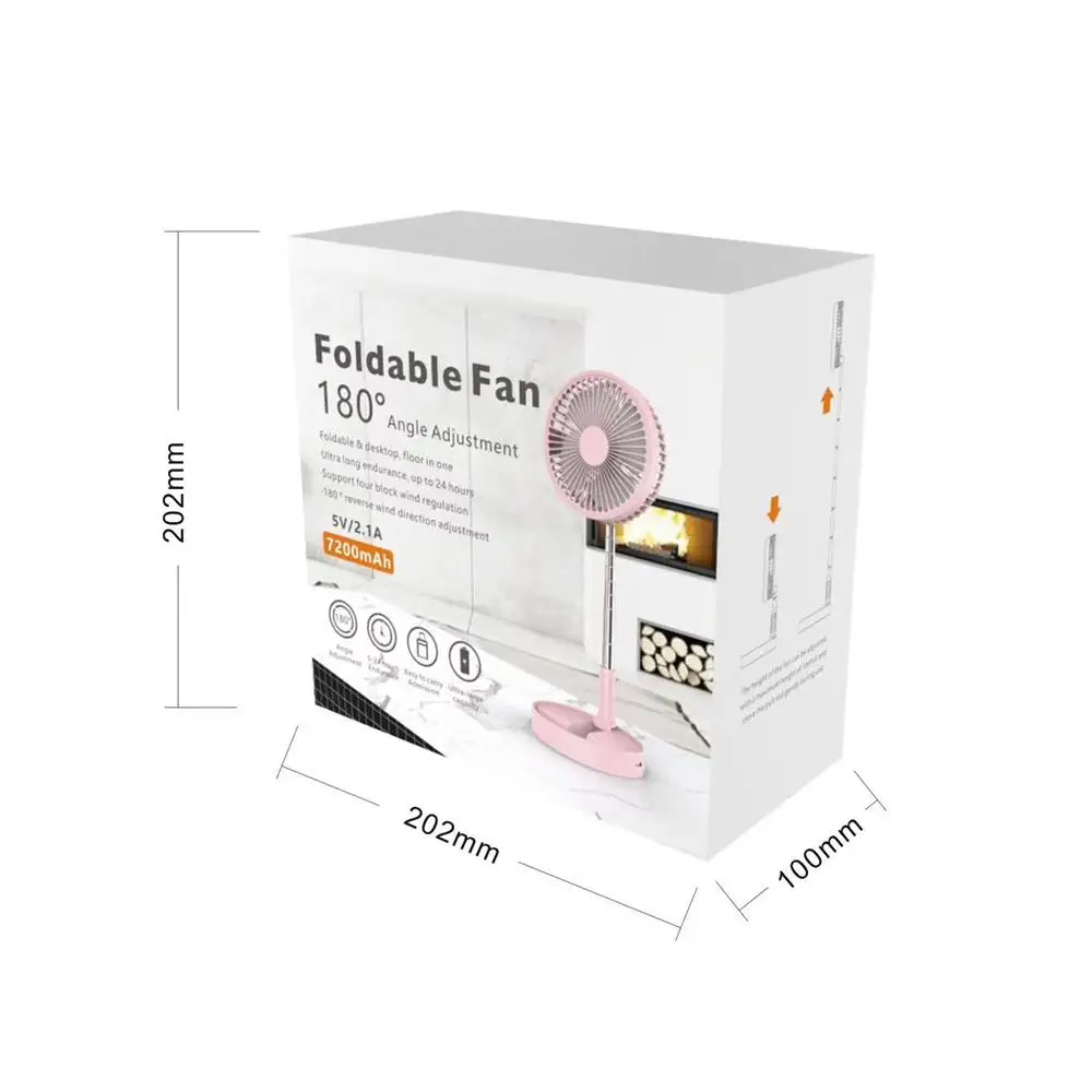 

Portable Standing Floor Fan USB Rechargeable 7200mA Foldable Telescopic Mini Fan Electric Office Desktop Adjustable Air Cooler