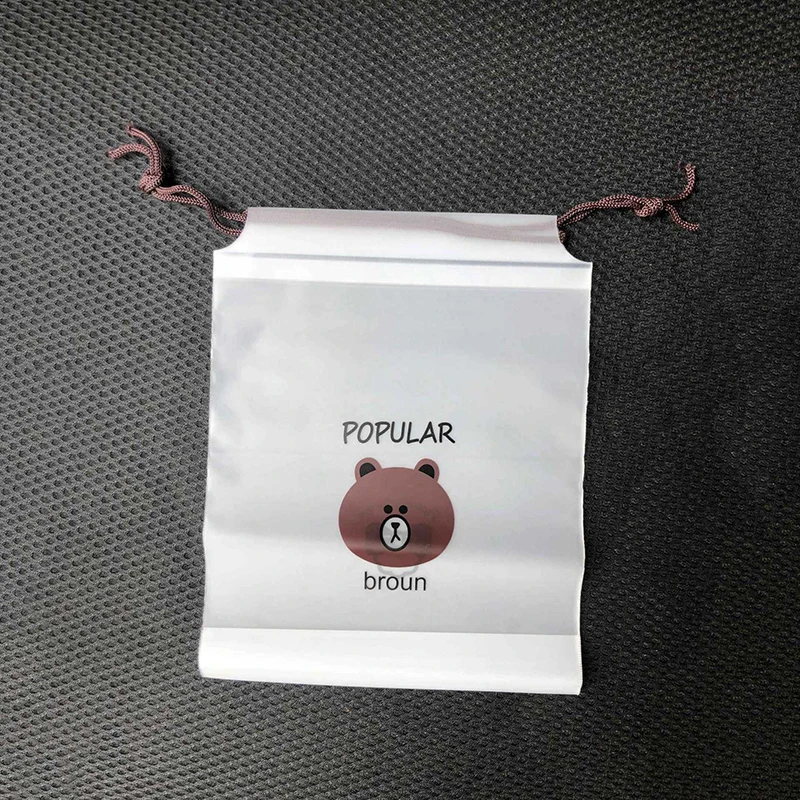 

Plastic Drawstring Gift Bag Frosted Waterproof Cartoon Animal Pattern Cosmetics Small Objects Travel Storage Lanyard Bag 16 Silk