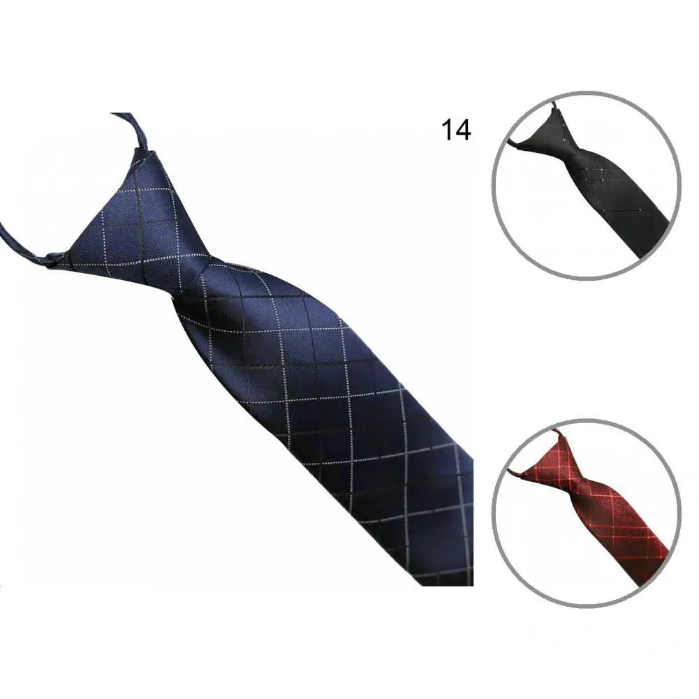 

Neck Tie Trendy Men Solid Color Striped Zipper Tie for Dating Wedding Tie Zipper Tie