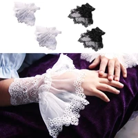 korean women autumn fake sleeves lady casual embroidery floral lace detachable wrist cuffs female stylish arm warmer