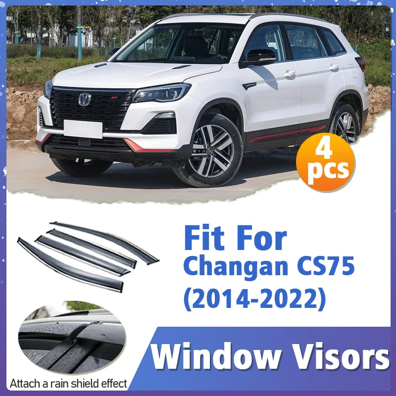 Window Visor Guard for Changan CS75 2014-2022 Vent Cover Trim Awnings Shelters Protection Sun Rain Deflector Auto Accessorie