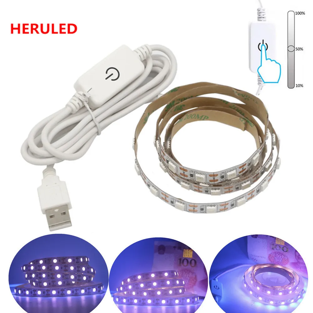 USB 5V сенсорный диммер стерилизовать УФ светодиодные ленты 5050 SMD 60 светодиодов/m IP30