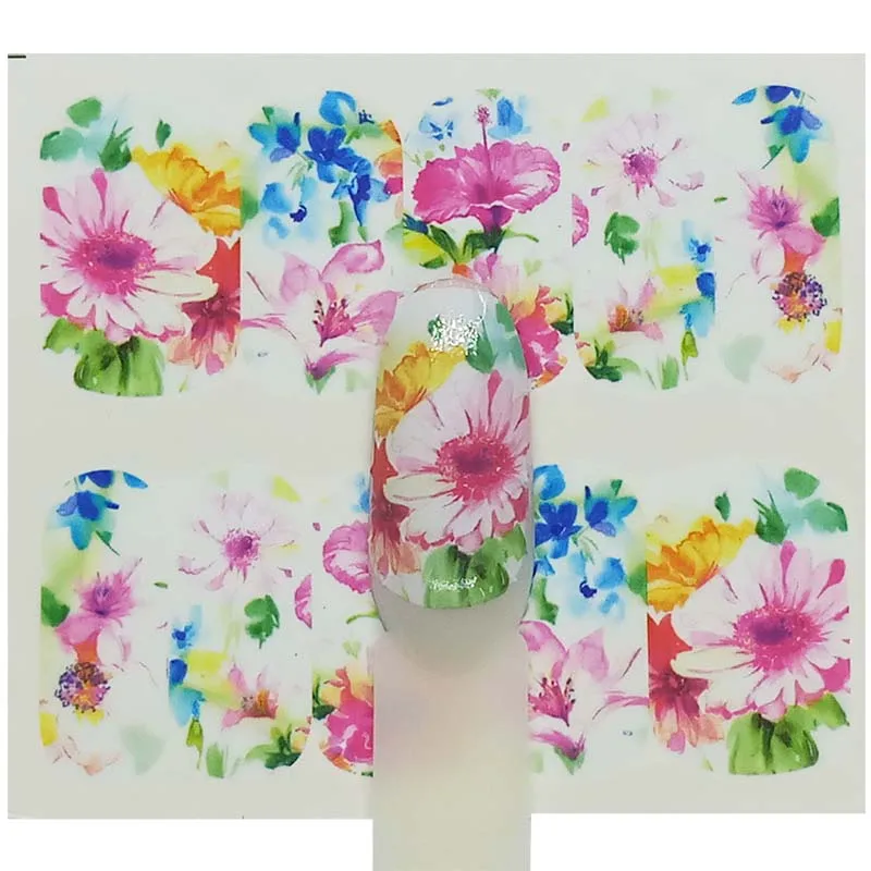 Стильная зеленая наклейка для ногтей Цветочная Слайдеры дизайна украшение