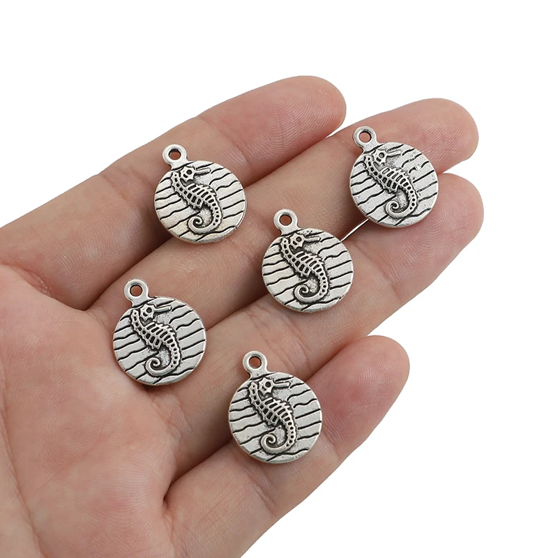 

10Pcs Antique Silver Color Hippocampus Charm Seahorse Pendant For Handmade Bracelet Jewerly DIY Accessories Women Man Gifts