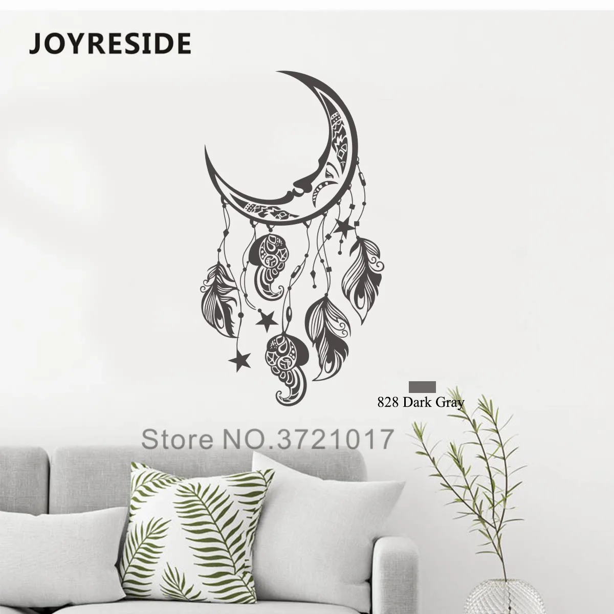 JOYRESIDE, лунные перья, наклейка на стену, Ловец снов, наклейка на стену, виниловый Декор для дома, для детей, для спальни, декор для интерьера, A1058