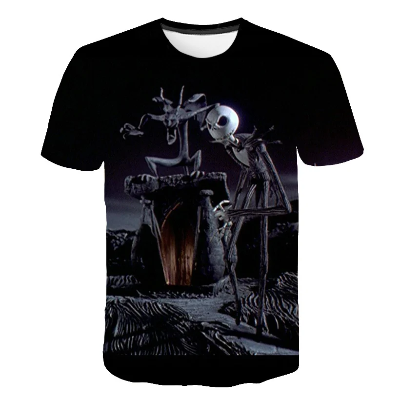 2019 футболка с короткими рукавами и 3D принтом на хэллоуин кошмар перед рождеством