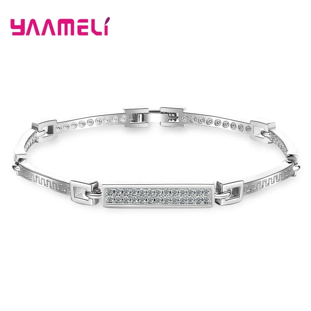 Женский браслет из серебра 925 пробы модный с прозрачными фианитами и