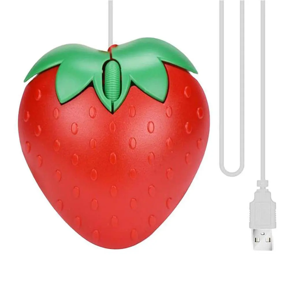 

1000DPI USB Wired Mouse 3 Buttons Mouse LED Sweet Red Strawberry Fruit Gift For Computer PC Desktop USB Optical Mouse Mice