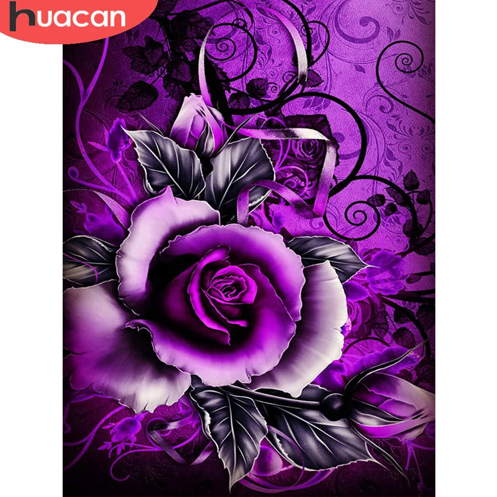 

HUACAN Full Drill 5D Diamond Painting Flower Diamond Mosaic Rose Cross Stitch Wall Decoration Handmade Gift
