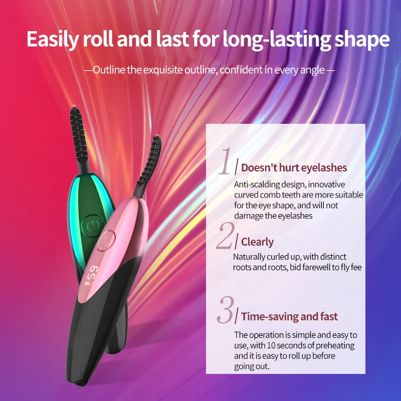 

Eyelash Brush Electric Ceramic Temperature Eyelash Brush Heating Long-Lasting Eyelash Curling Slim Portable Makeup Tool