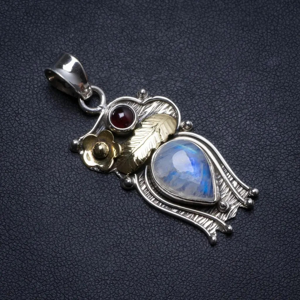 Натуральный Радужный Лунный Камень и Аметист ручной работы уникальная