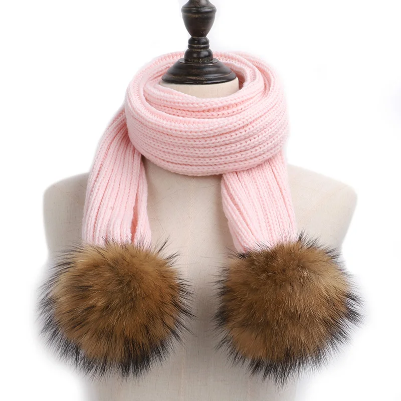 Женский зимний кашемировый шарф для мамы и ребенка удобный теплый с помпонами из