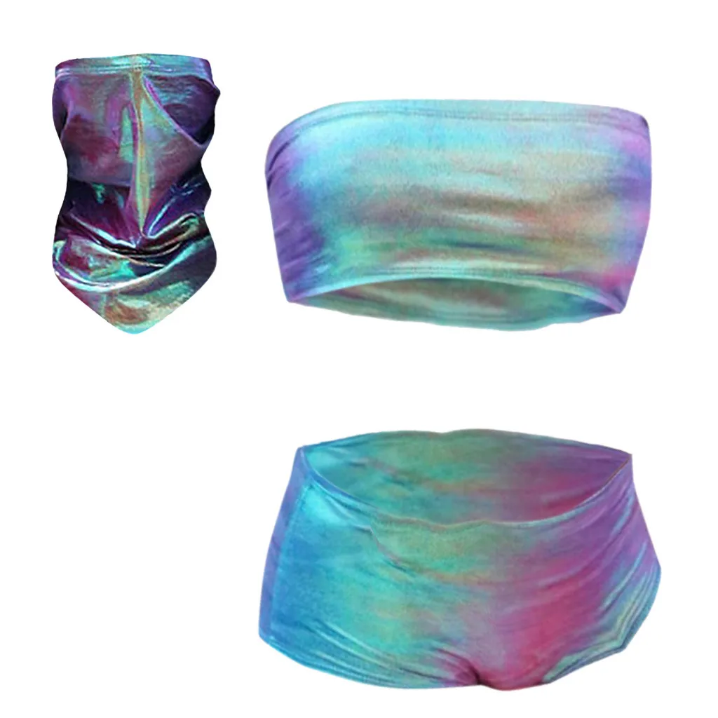 Купальник бикини в Радужном стиле с высокой талией|Комплект танкини| |