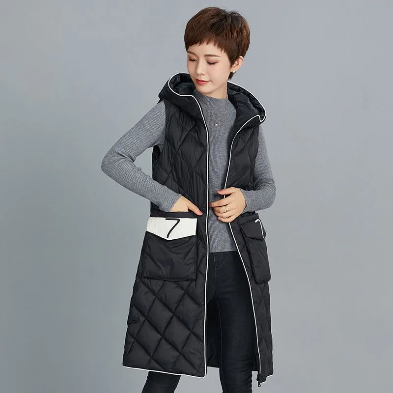 Купить Жилет Женский Длинный С Капюшоном