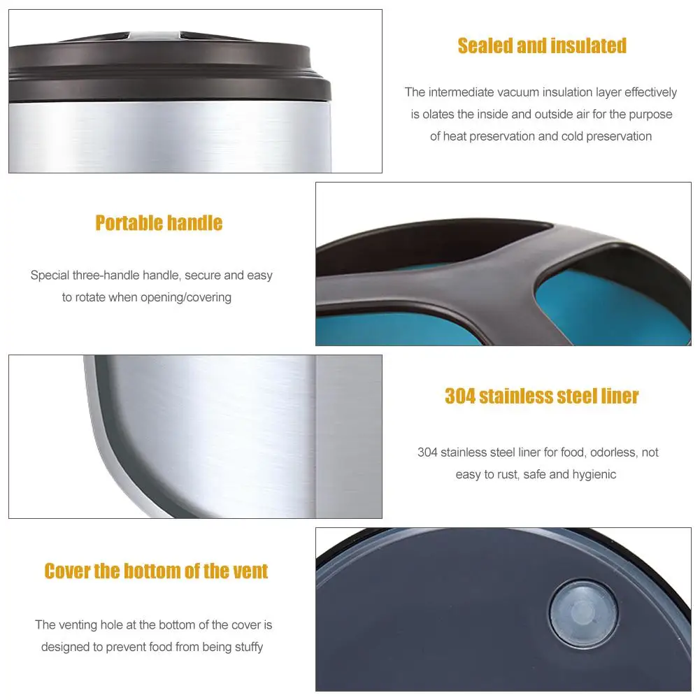 Однослойный круглый вакуумный Ланч бокс из нержавеющей стали двухслойный с