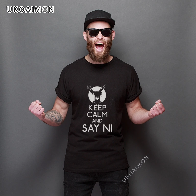 Горячая Распродажа Модная хлопковая Футболка Keep Calm And Say Ni Забавные топы из