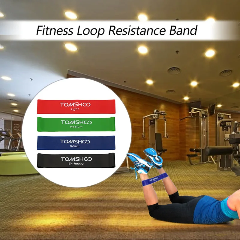 

TOMSHOO Resistance Loop Band Set of 4 Exercise Latex Gym Strength Training Loops Bands Workout Bands Physical Therapy Fitness