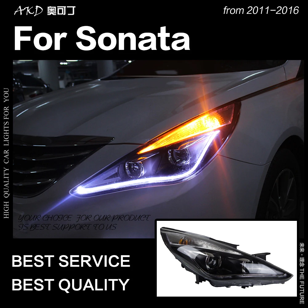 AKD автостайлинг фара для Hyundai Sonata фары 2011 2016 светодиодный ная DRL Hid Биксеноновые