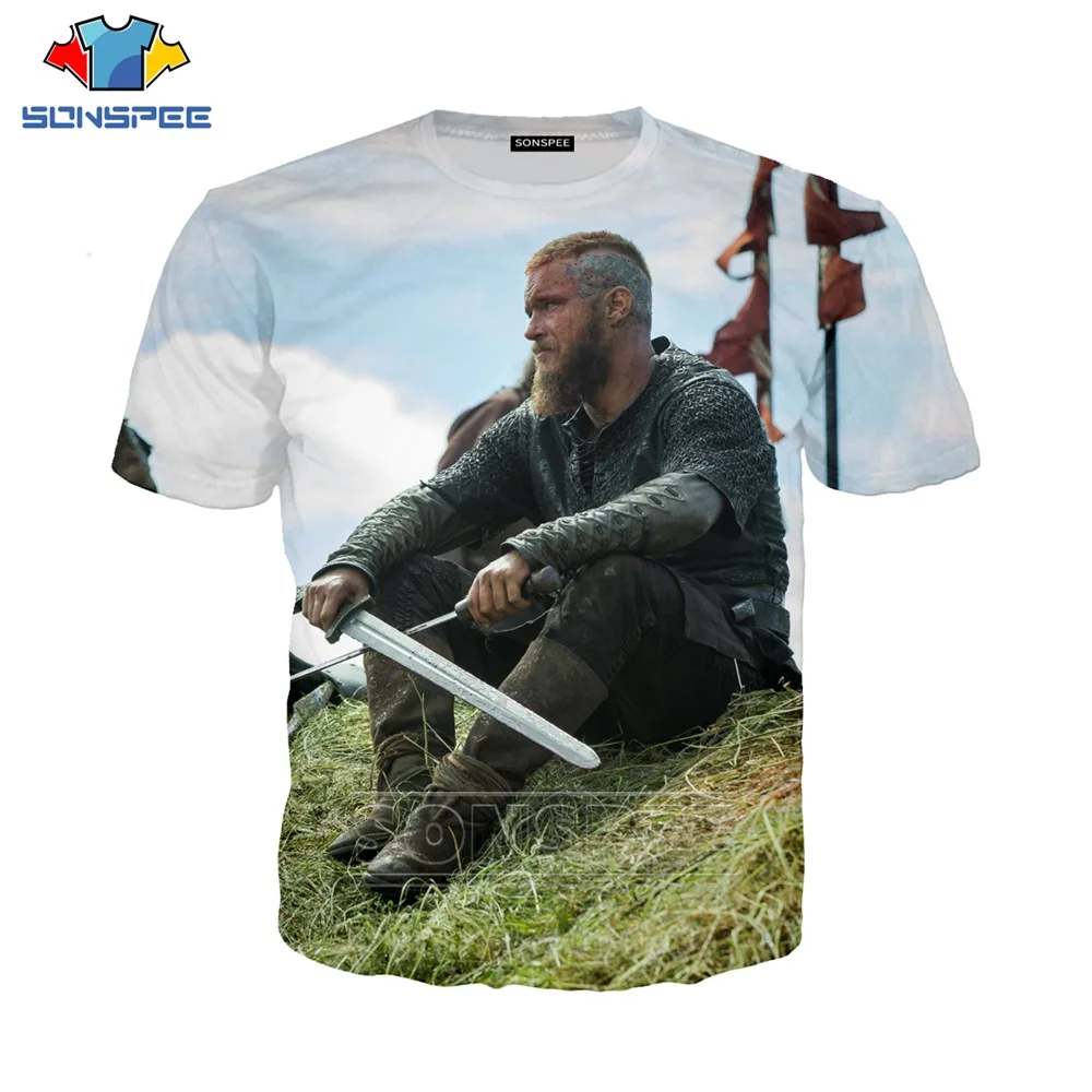 Футболка Vikings для мужчин и женщин Свитшот в стиле Ragnar Lothbrok с 3D принтом ТВ топ