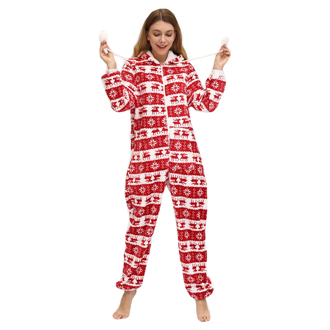 

Women's Day deer snowflake flannel Jumpsuit womens pajamas lounge set home clothes pyjama femme hiver my melody pajama