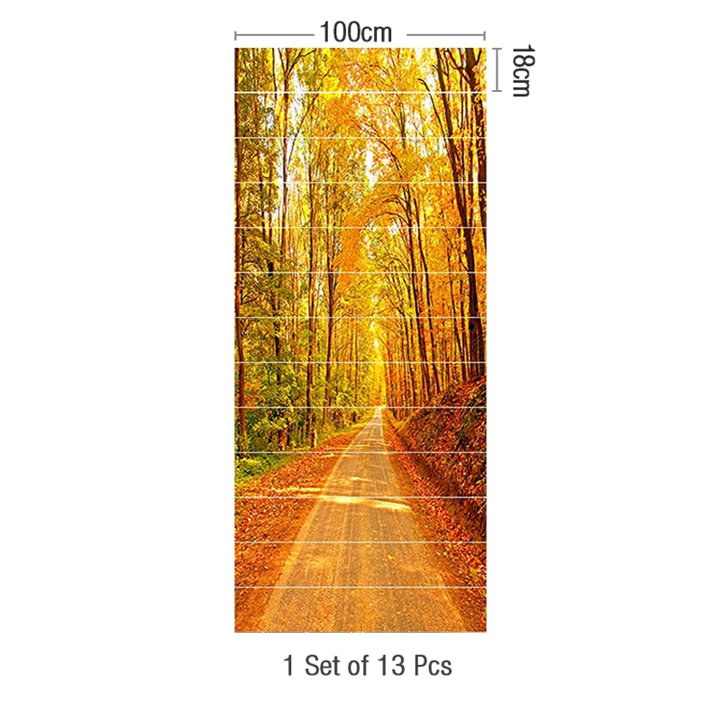 

PVC wallpaper Forest road scenery simple 13 pieces of DIY stair stickers, step stickers, wall stickers