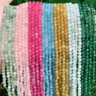 Оптовая продажа, 2 3 4 мм, крошечные бусины из драгоценных камней, блестящие маленькие граненые бусины из кварца, лазурита, нефрита для изготовления ювелирных изделий, Бисероплетение сделай сам