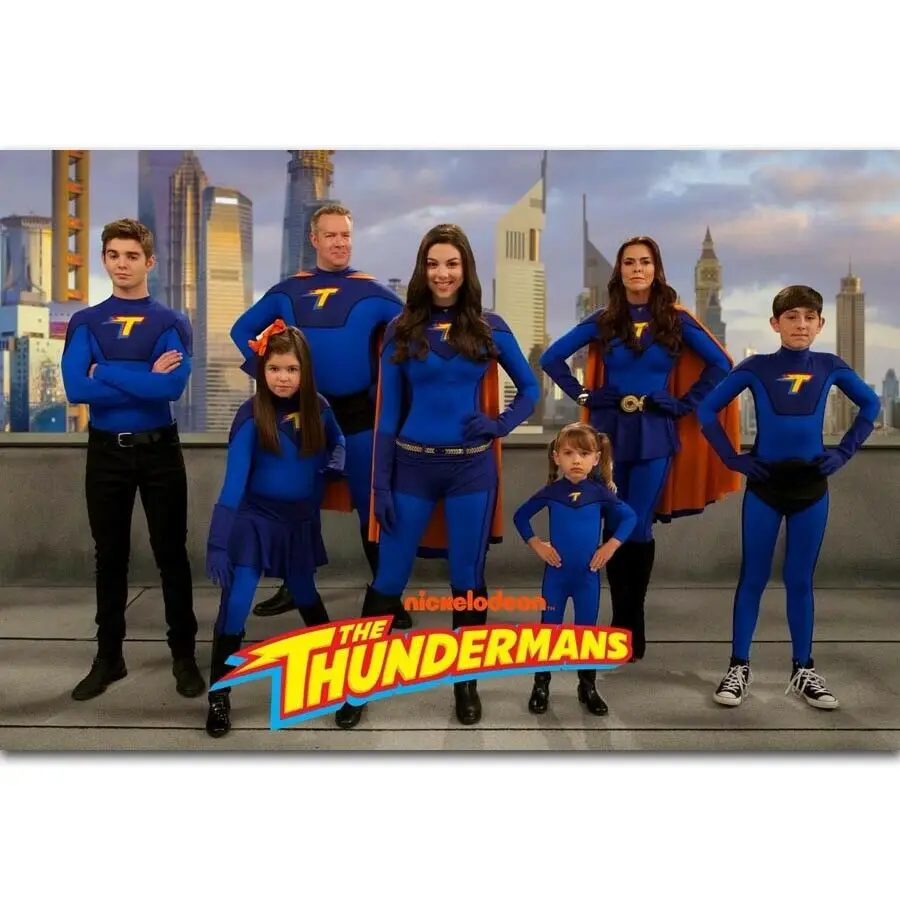 Горячая THUNDERMANS детей подросткового возраста Семья Забавный рисунок шелковой