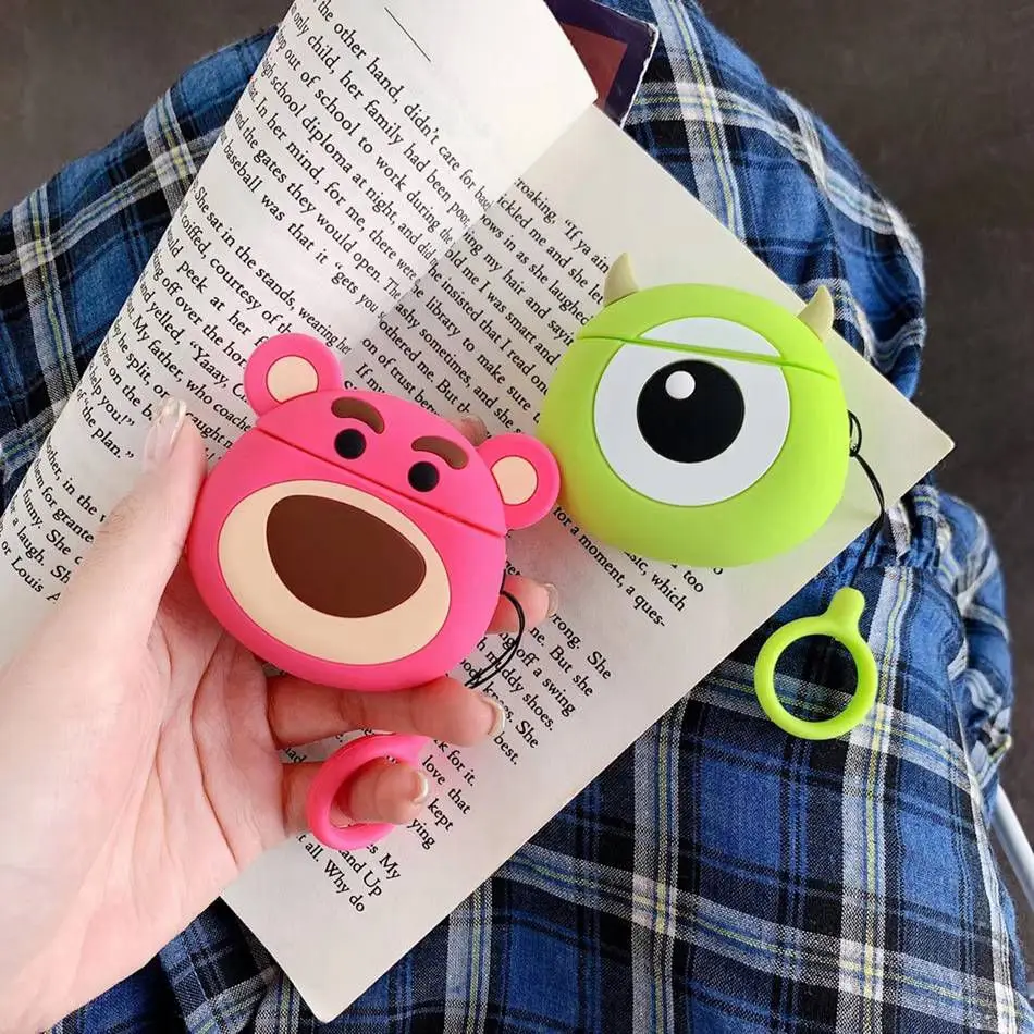 Чехол для наушников AirPods силиконовый чехол с милым медведем лосося защитный Apple Air