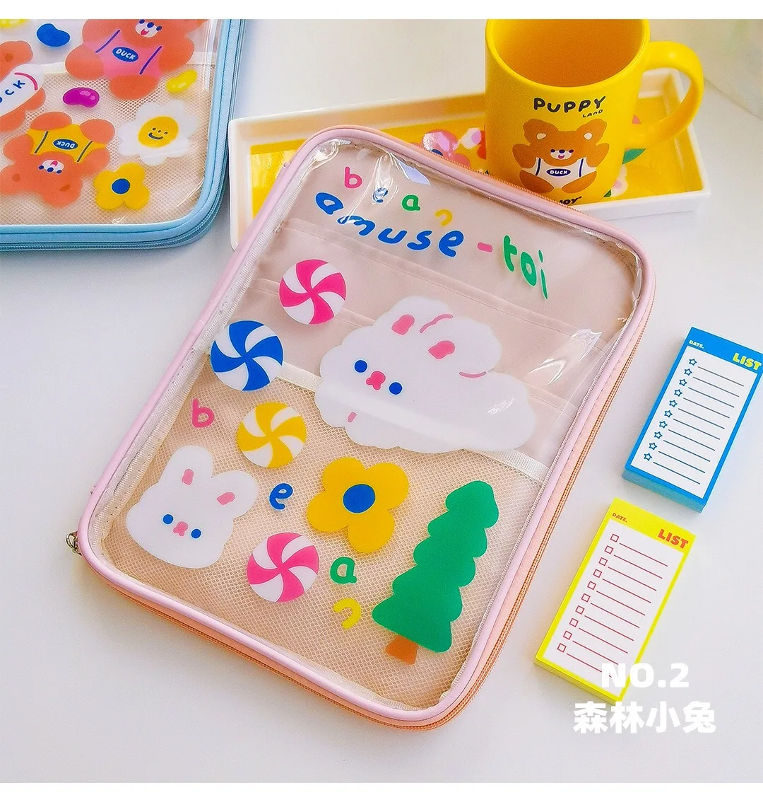 2021 Bentoy Milkjoy Bear Rabbit 10.5 11inch Mac Ipad Case Holder Transperant Fashion Cute Girls IPad Bags NEW Pen Pocket |