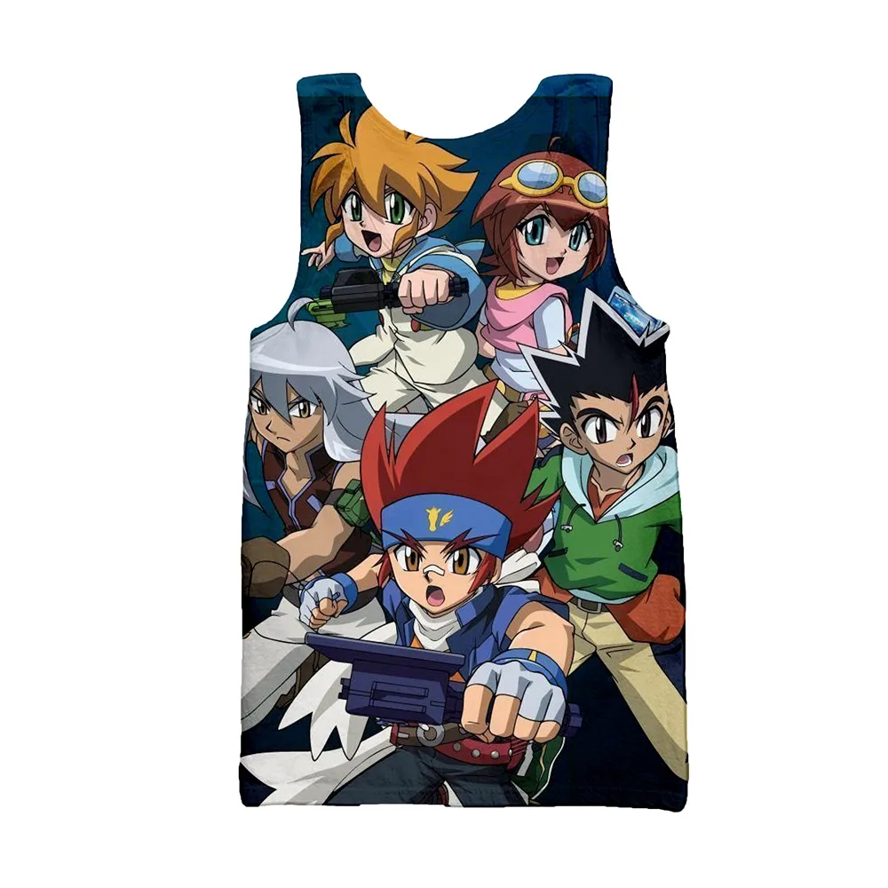 

SONSPEE 3D Printing Printing Beyblade Burst Evolution Vest Summer Mens Pullover Ladies Casual Fun Hip Hop Print Cartoon Top V11