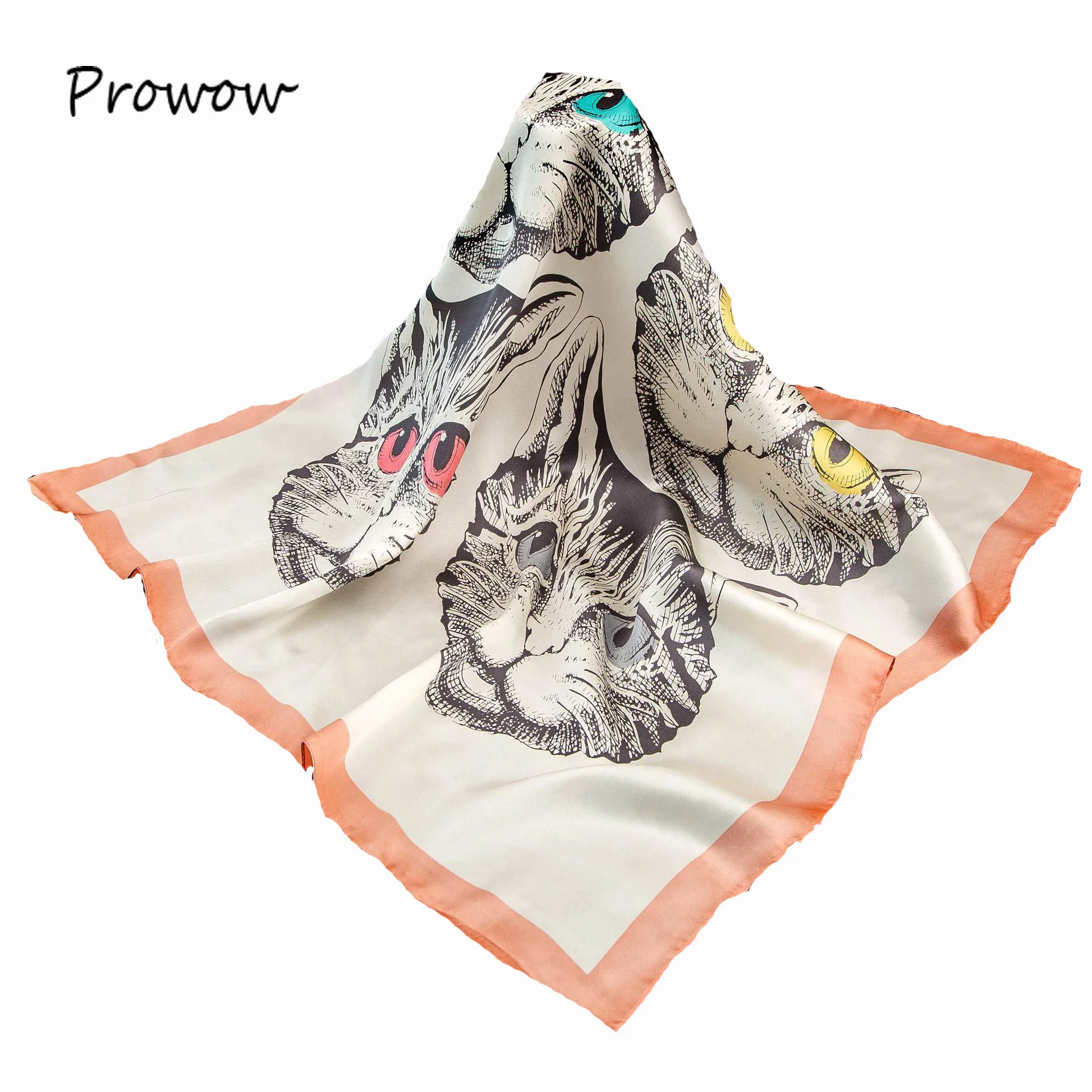 Модный кошачий платок с принтом шарф для волос женщин шелковые атласные сумочки