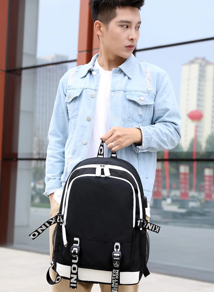Naruto Backpack for Boys Girls School Bag with Usb Charging Printing Sharingan Logo Student Laptop Travel Backpack for Men