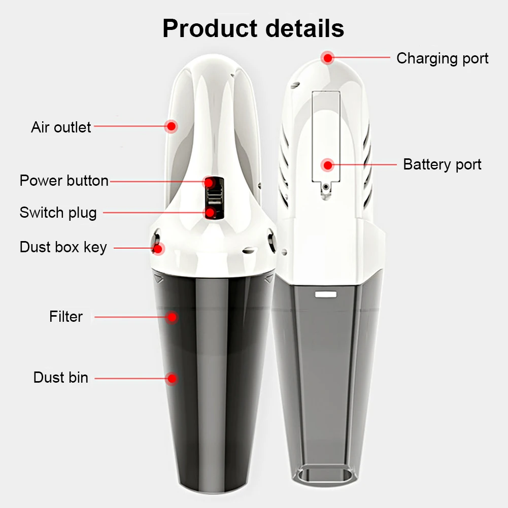 Пылесос Портативный циклонный со встроенной батареей 4500 Па | Дом и сад
