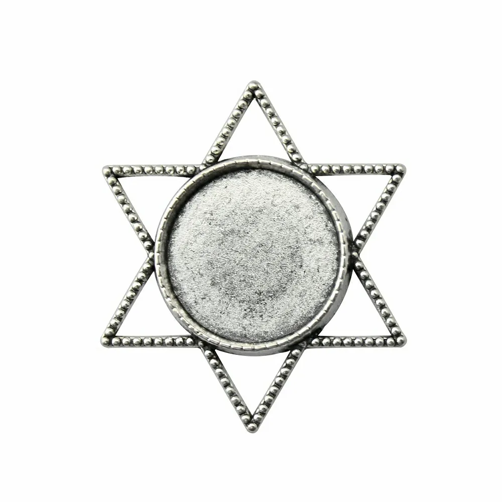 

10pcs Star Of David Cabochon Base Setting, Star Cabochons Setting Base Pendant Fit 20mm Round Glass Cabochons