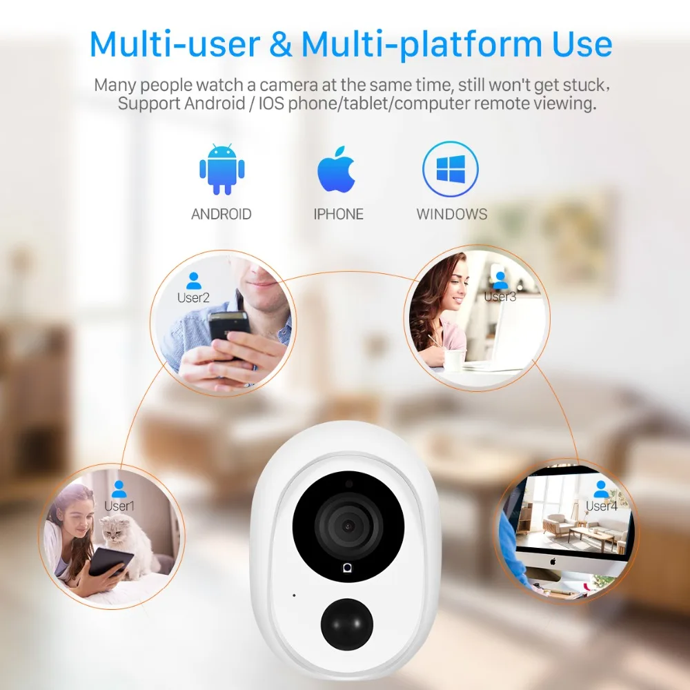 Наружная Wi Fi портативная камера 1080p с питанием от аккумулятора беспроводной