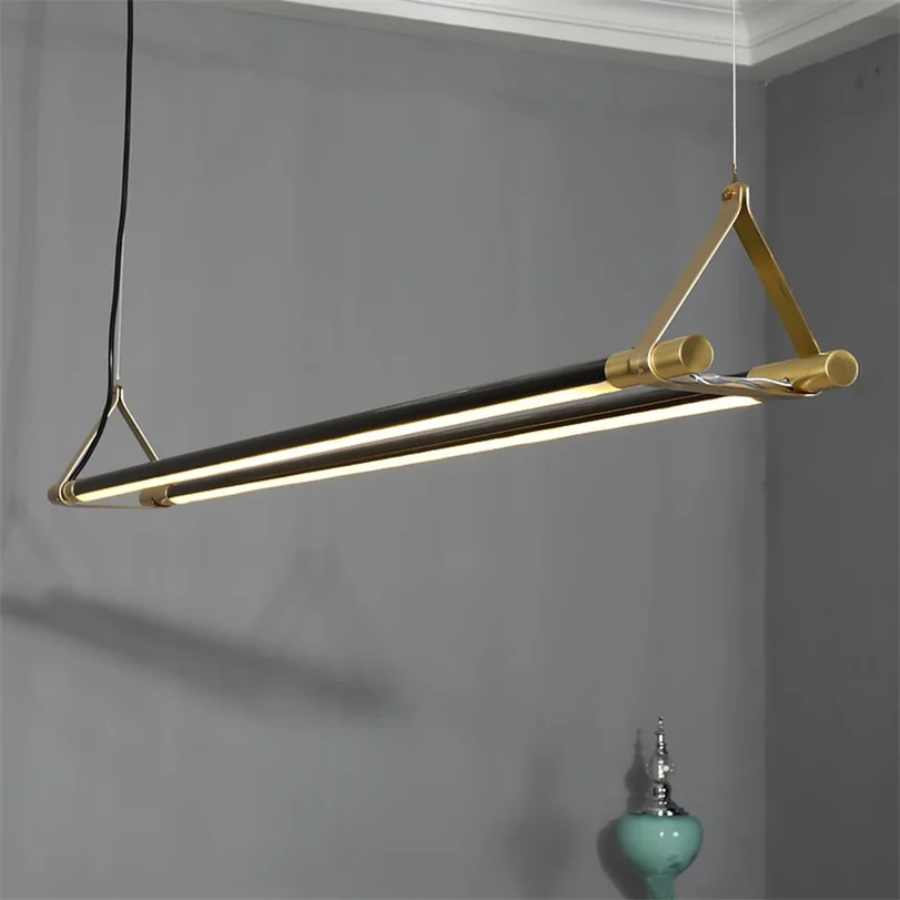 

Modern Minimalist LED Strip Dining Table Pendant Lamp Copper Kitchen Lights Hanging Designer Lighting Line Pendant Light Fixture
