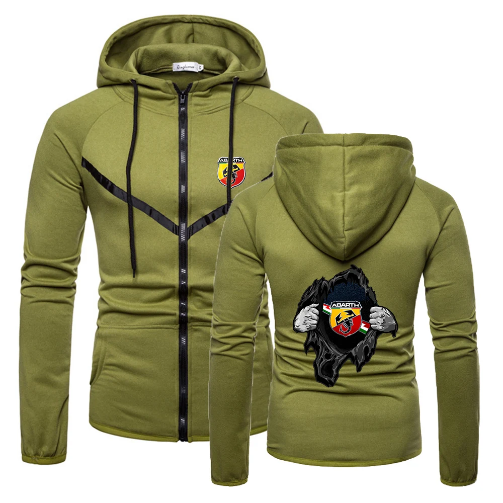 

New Mens ABARTH Logo Fitness Sweatshirts Zipper Quality Comfortable Wild Styles Muscle Sportswear Zip Up Hoodies