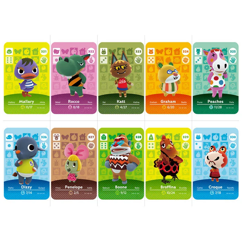 Серия 4 (от 301 до 350) карты для скрещивания животных Amiibo рабочие переключателей NS 3DS