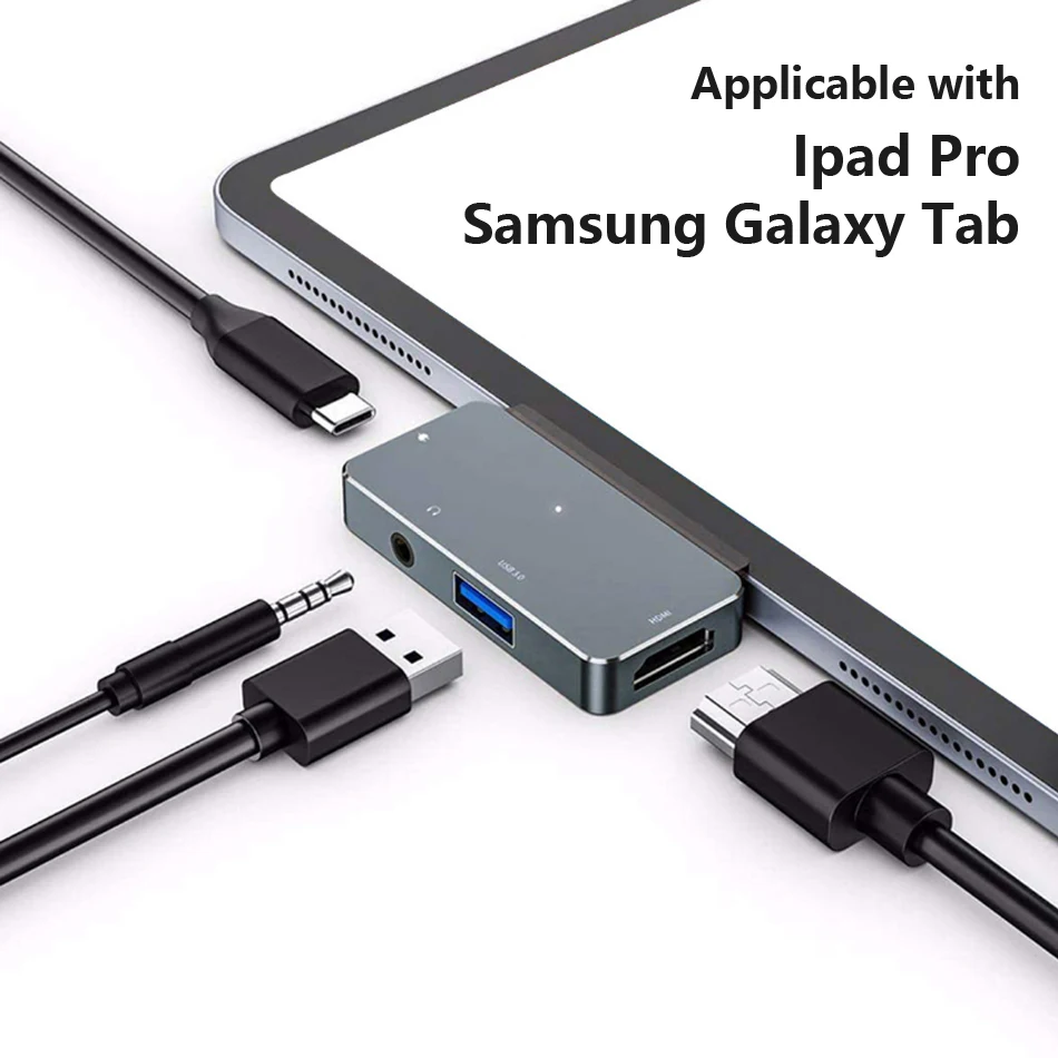 USB C Hub for iPad Pro SAMSUNG Galaxy Tab Docking Station with 4K HDMI-compatible USB3.0 3.5mm Audio Jack SD/Micro Card Reader | Компьютеры