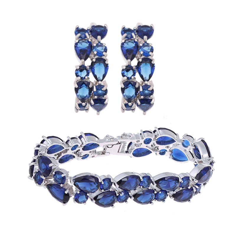 Набор женских ювелирных изделий из серег и браслета цвета розового золота|colorful