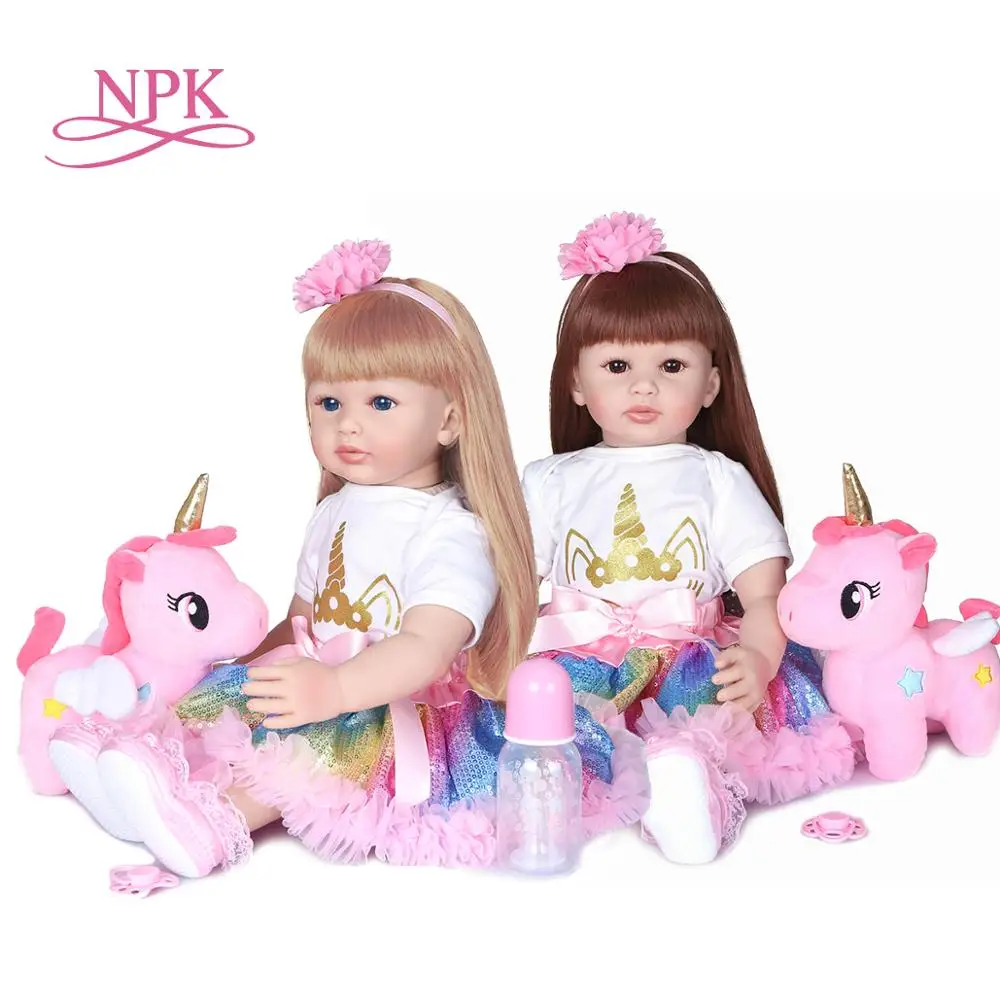 NPK 60 см Мягкая силиконовая Кукла Reborn игрушка для девочки два цвета волос