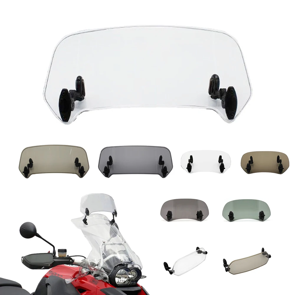 

Universal Motorcycle Windshield Extension Adjustable Spoiler Clamp-On Windscreen Deflector For BMW KAWASAKI YAMAHA HONDA SUZUKI