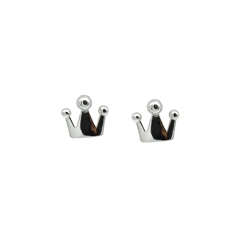 

Fengxiaoling 100% Real 925 Sterling Silver Mini Trendy Crown Earrings For Women Minimalist Earrings Fine Jewelry Cute 2020 Gift