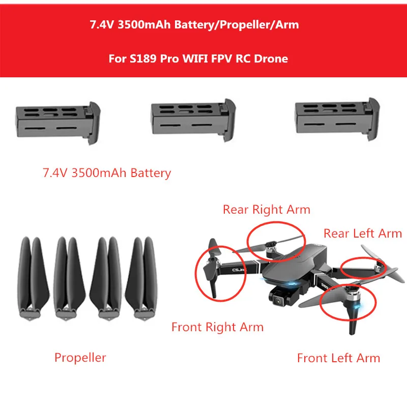 S189 PRO GPS WIFI FPV RC Drone 7,4 V 3500mAh Батарея/пропеллер/Arm S189 аксессуары для дрона S189Pro главные лезвия
